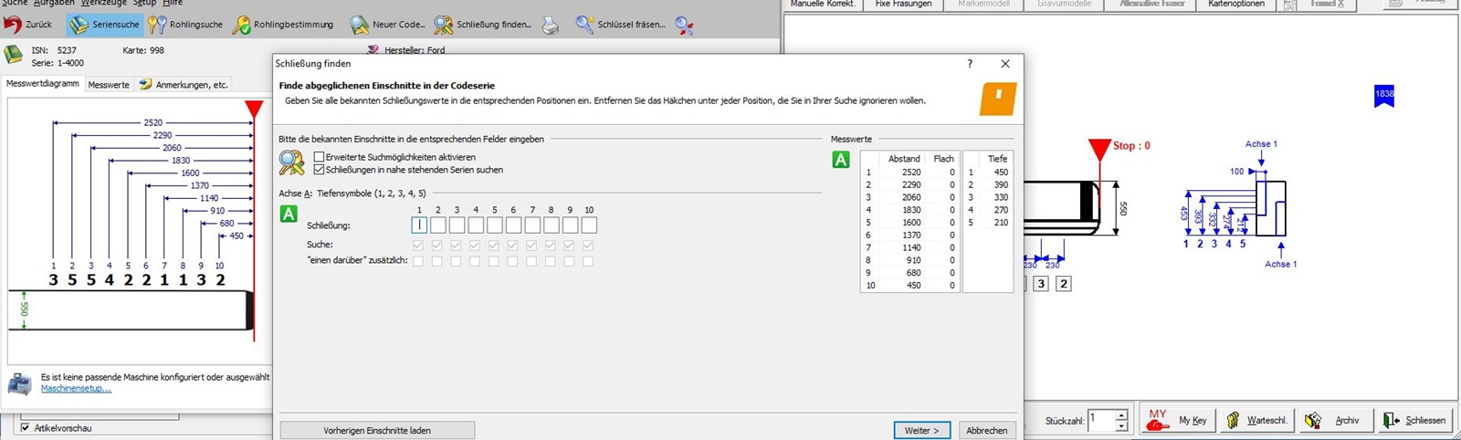Schlüsselnummer ermitteln